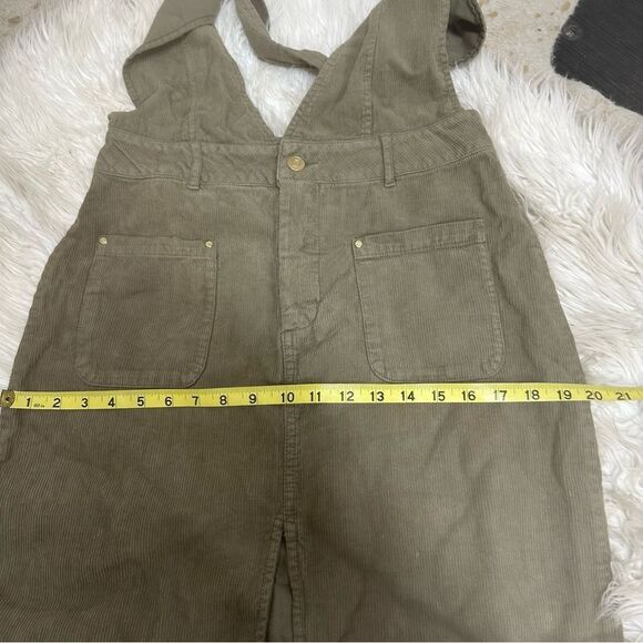ZARA khaki corduroy pinafore midi cotton overall dress M - Picture 15 of 15